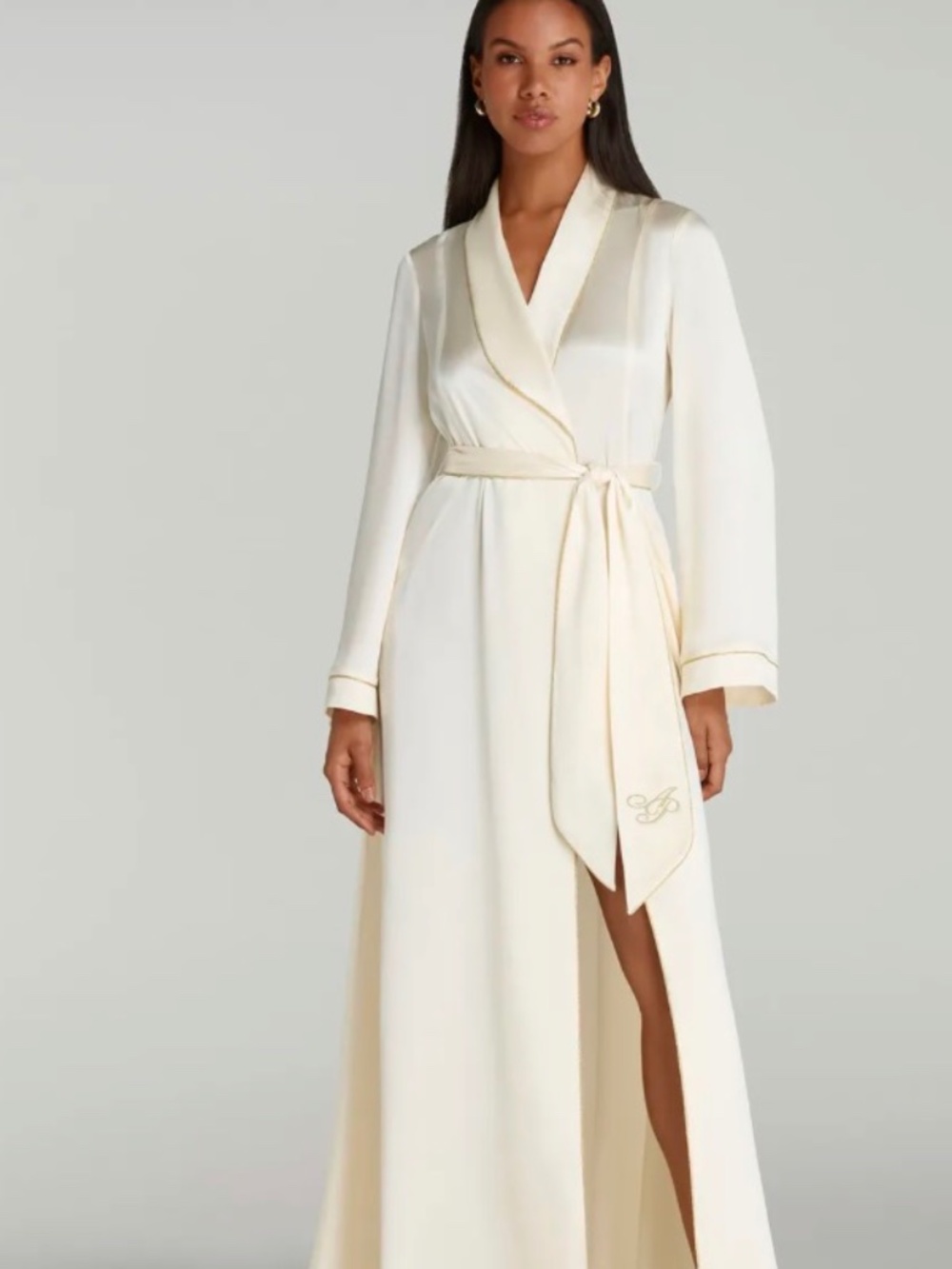 Classic PJ Long Dressing Gown Ivory Size 4
